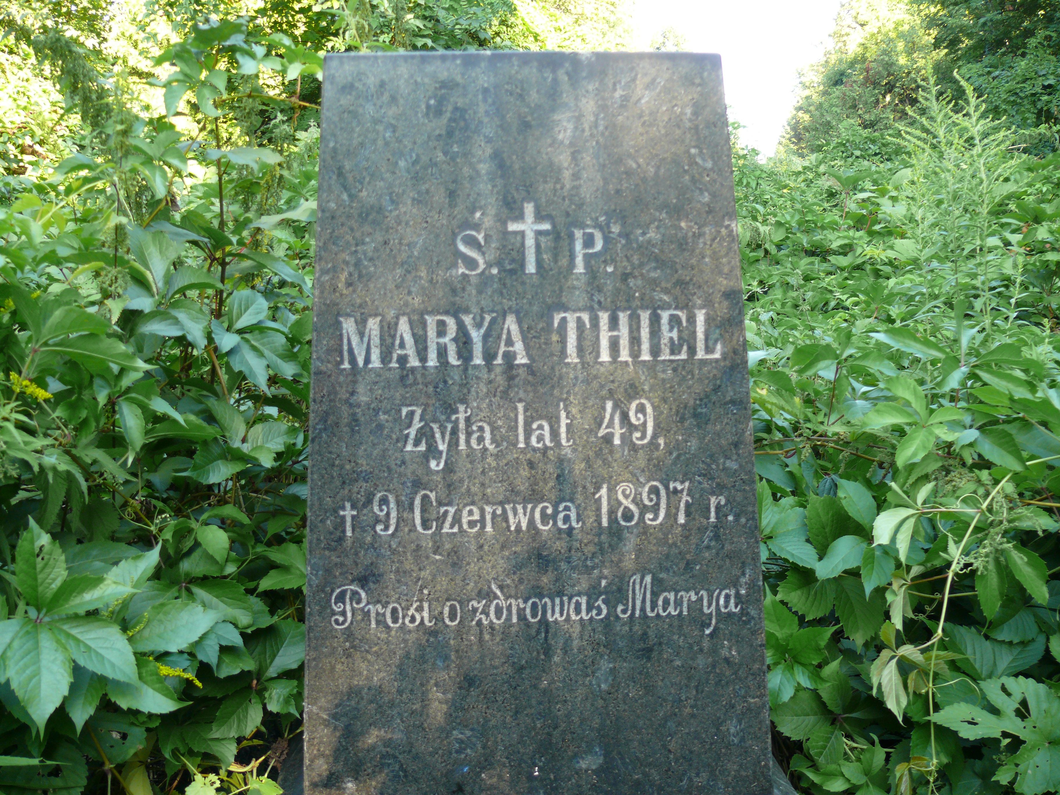 Gravestone inscription of Maria Thiel