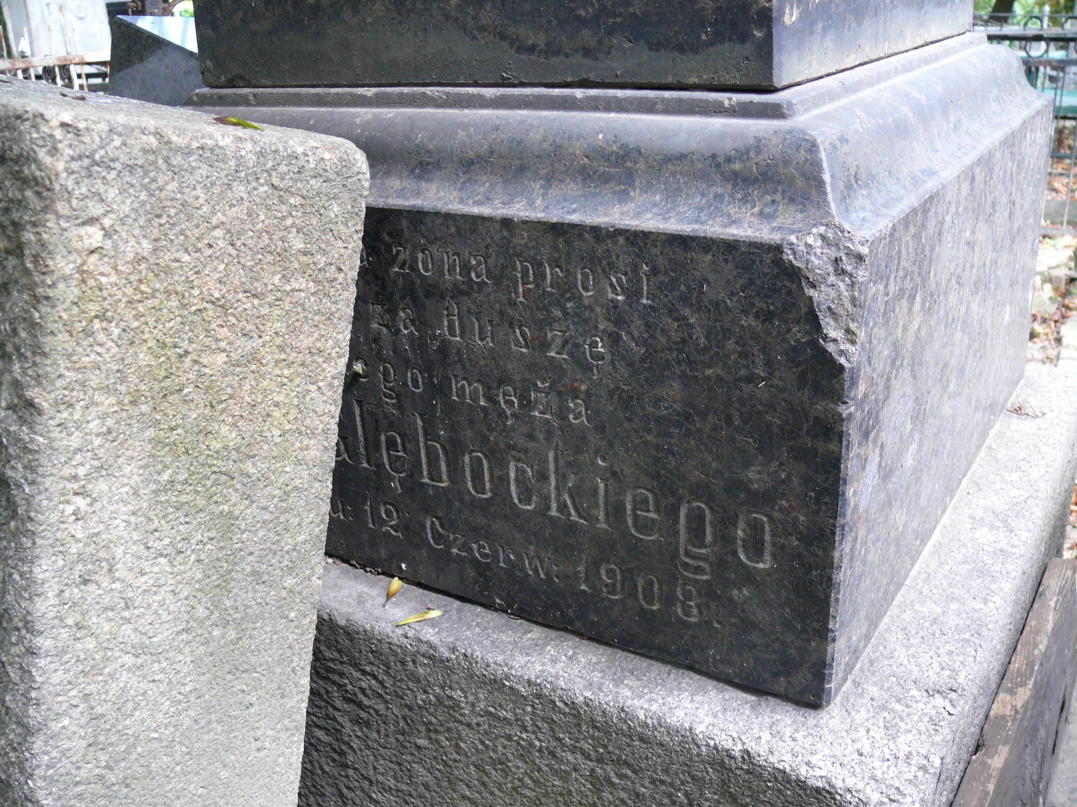 Inscription from the tombstone of N.N. Glebocki