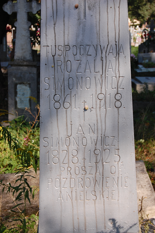 Tombstone of Jan and Rozalia Simonowicz, Zaleszczyki cemetery, as of 2019.