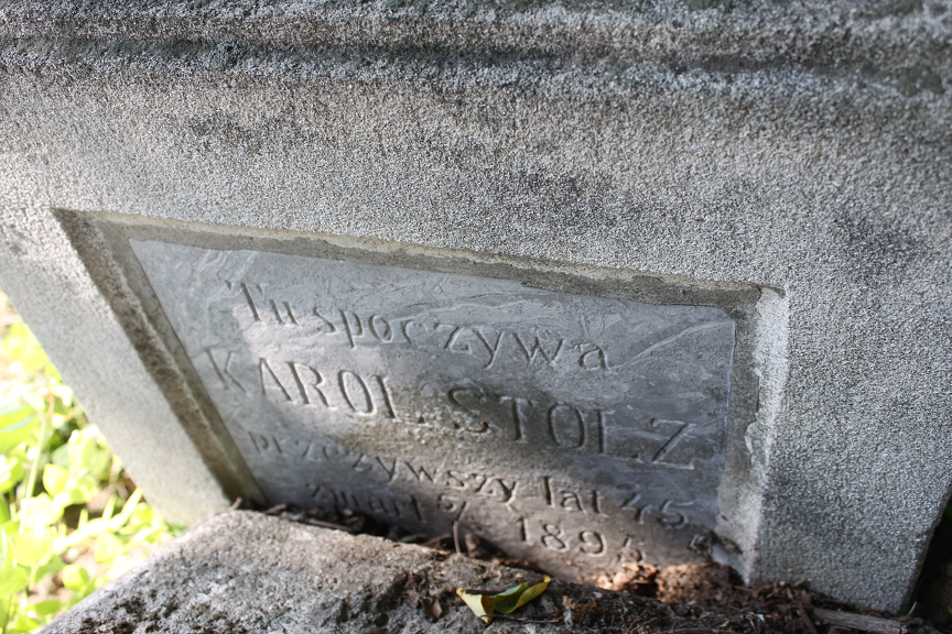 Tombstone of Karol Stolz, Zaleszczyki cemetery, as of 2019.