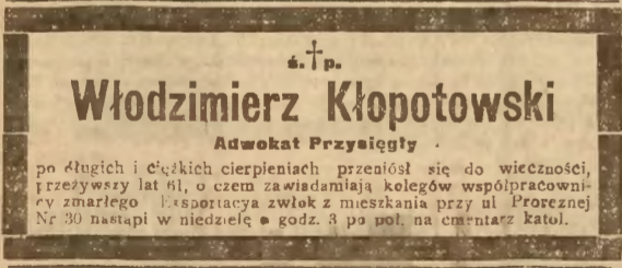Fotografia przedstawiająca Tombstone of Włodzimierz Kłopotowski