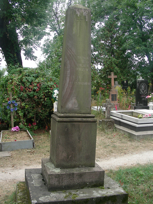 Nagrobek Wojciecha Krzyckiego, cmentarz w Zaleszczykach, stan z 2019 r.