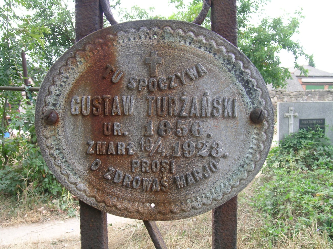 Tombstone of Gustav Turżyński, Zaleszczyki cemetery, as of 2019.