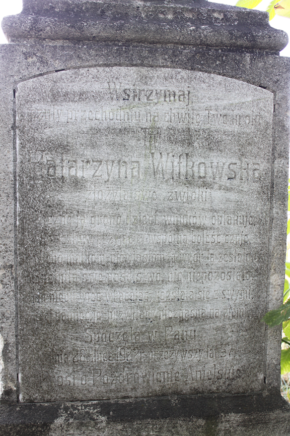 Tombstone of Katarzyna Witkowska, Zaleszczyki cemetery, as of 2019.