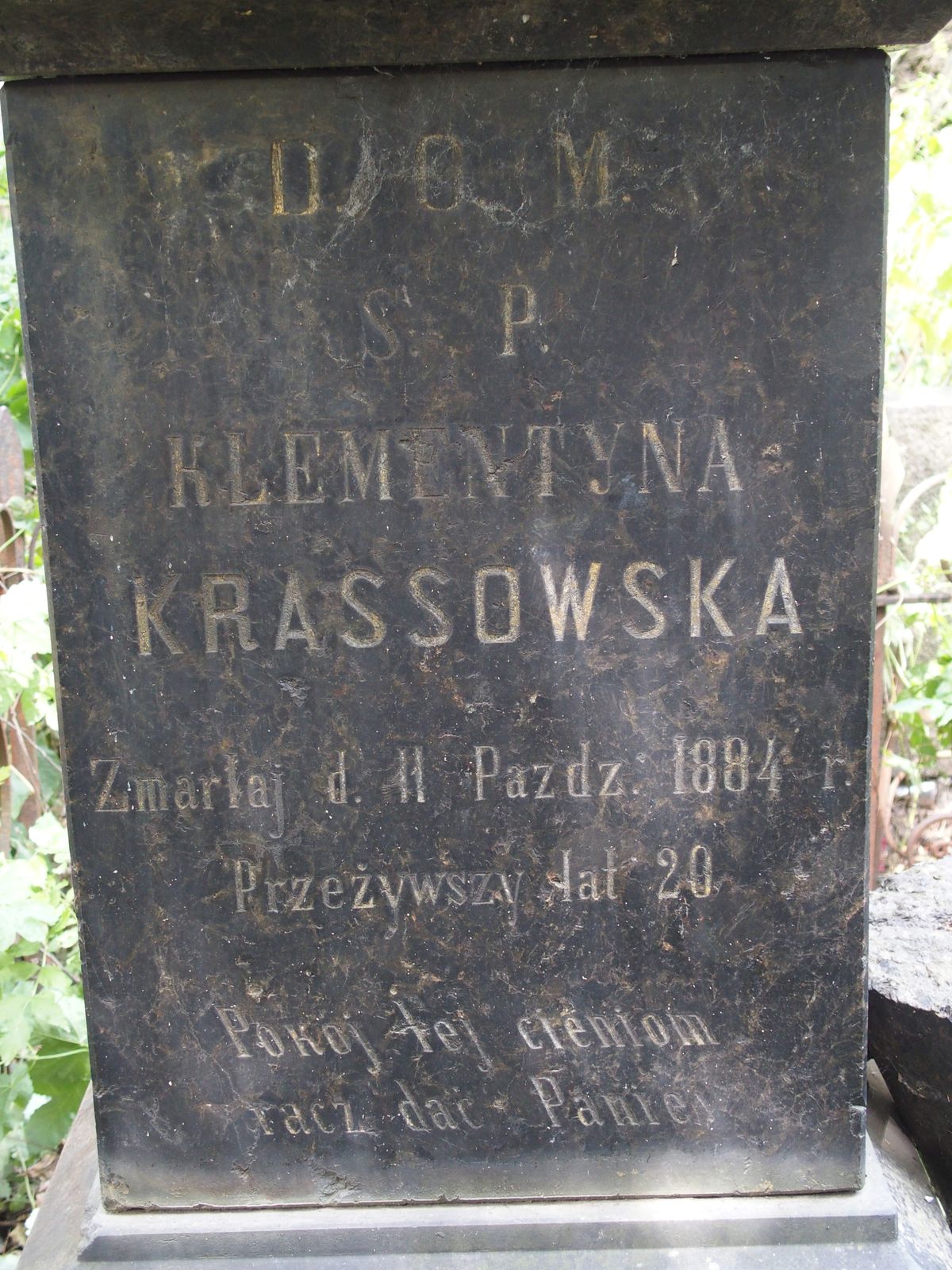 Tombstone of Klementyna Krassowska, Bajkova cemetery, Kyiv, as of 2021