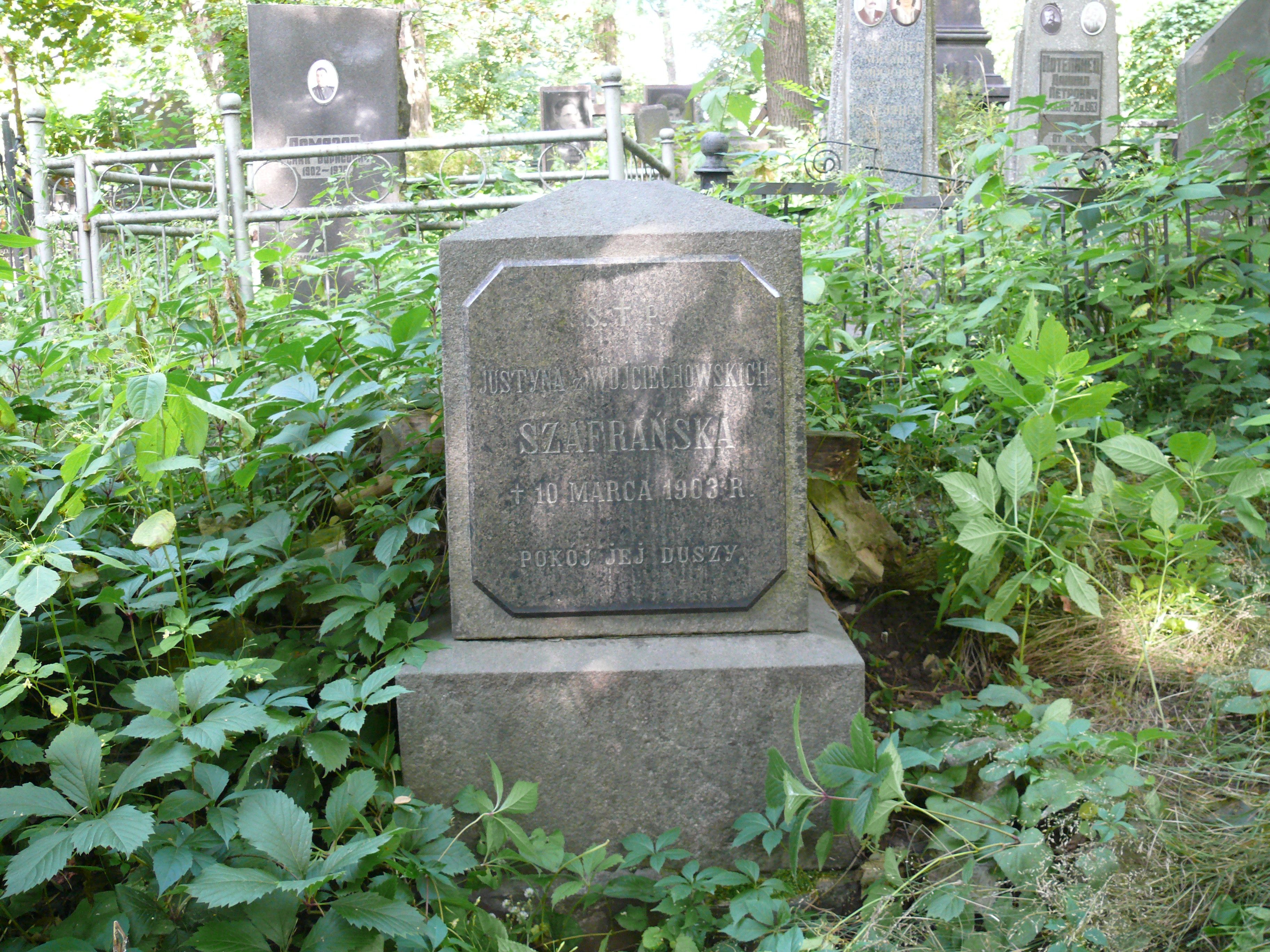 Tombstone of Justyna Szafranska, Bajkova cemetery, Kyiv, as of 2021