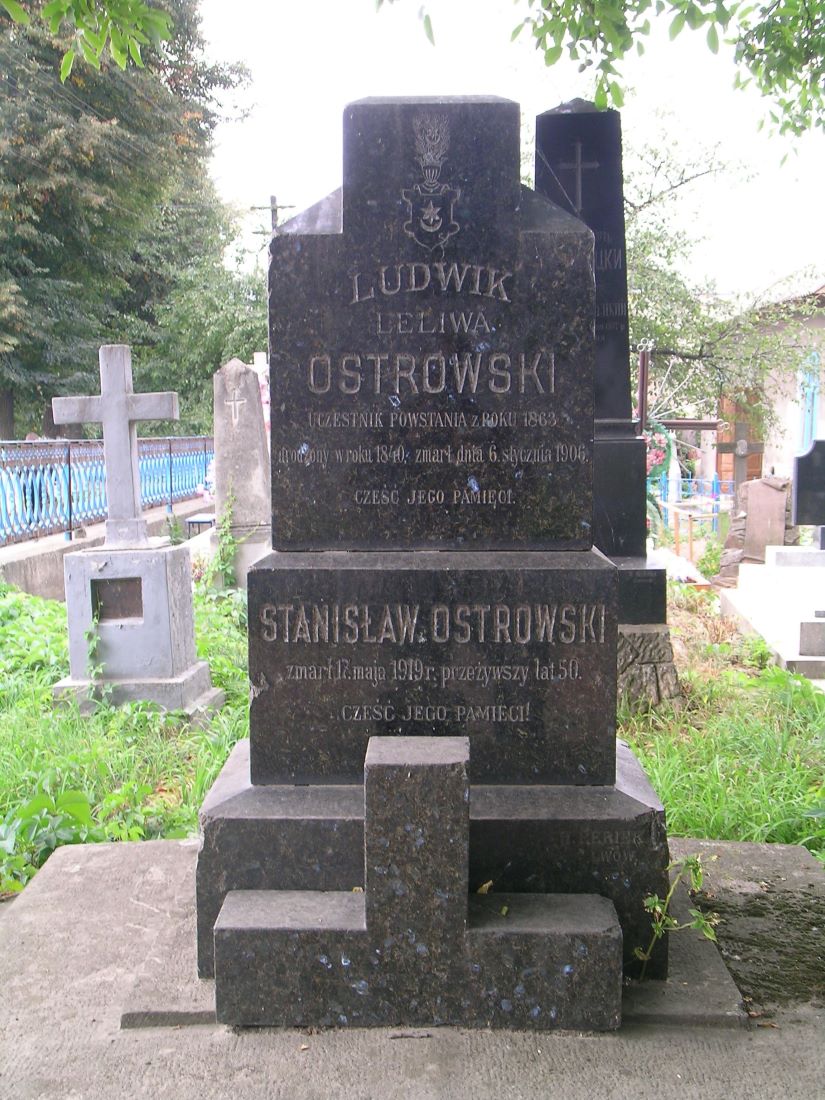 Nagrobek Ludwika i Stanisława Leliwa Ostrowskich, cmentarz w Zaleszczykach, stan z 2019 r.