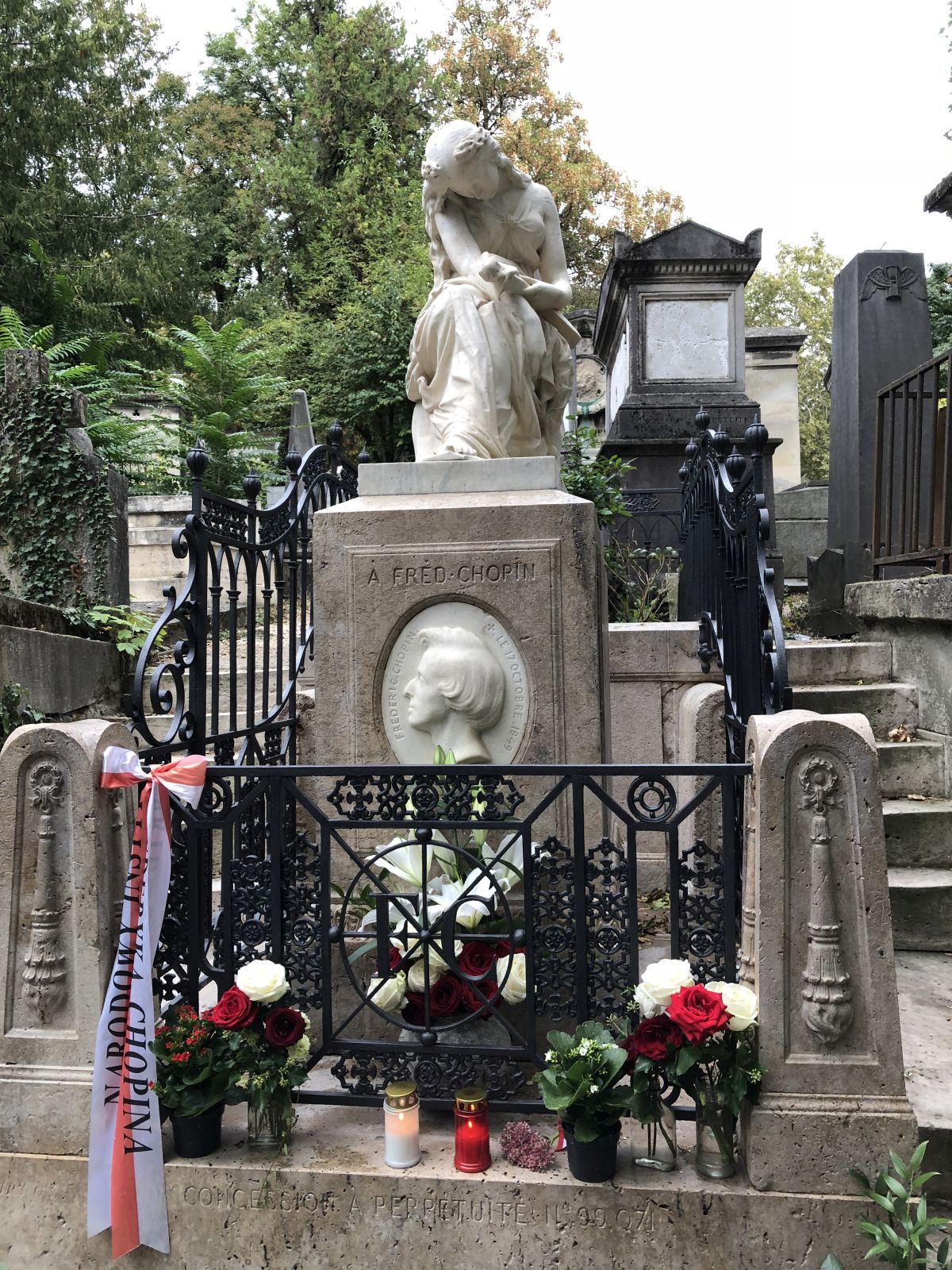 Tombstone of Frédéric Chopin in the Père-Lachaise cemetery in Paris