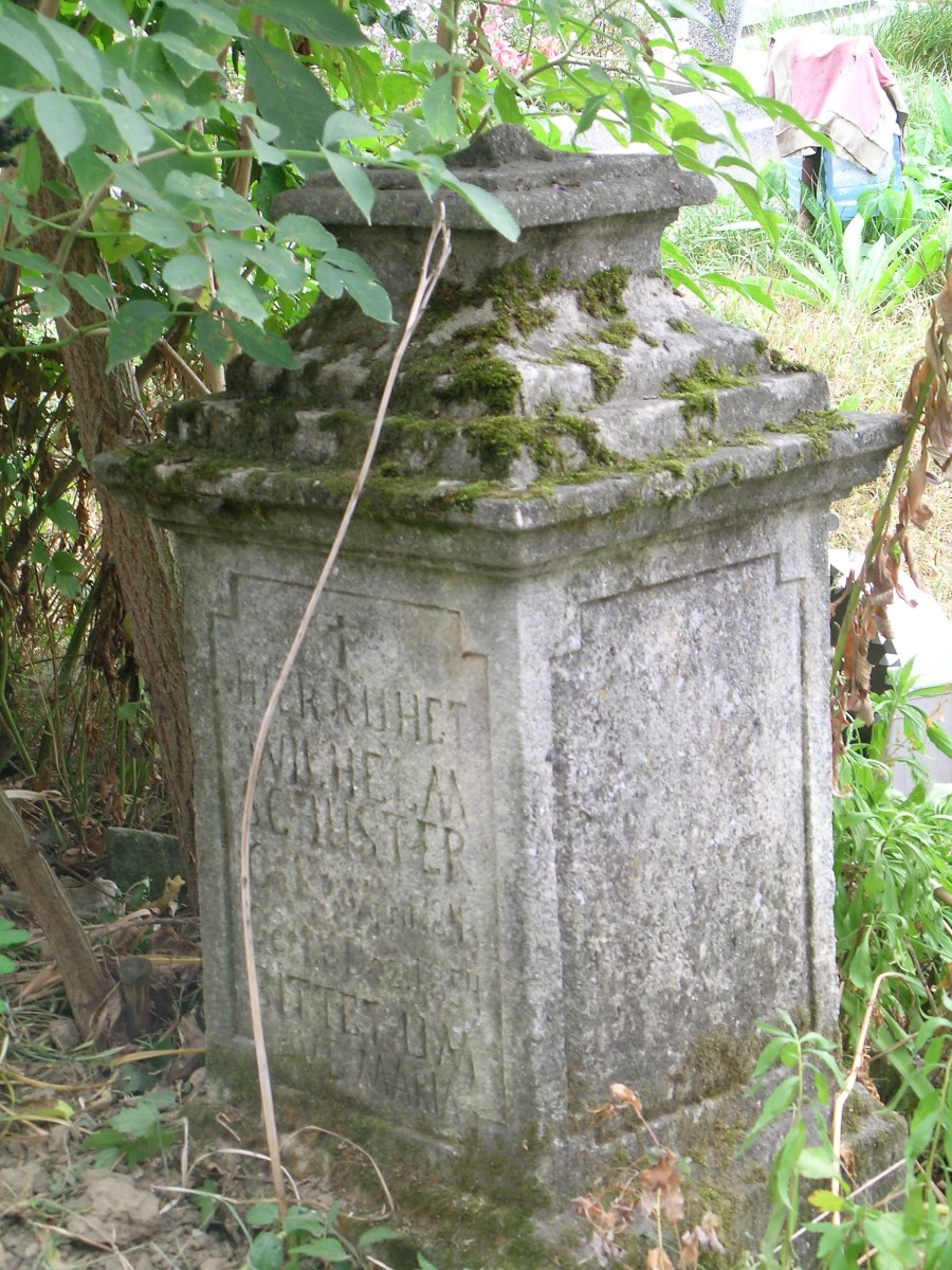 Tombstone of Wilhelm Schuster, Zaleszczyki cemetery, as of 2019.