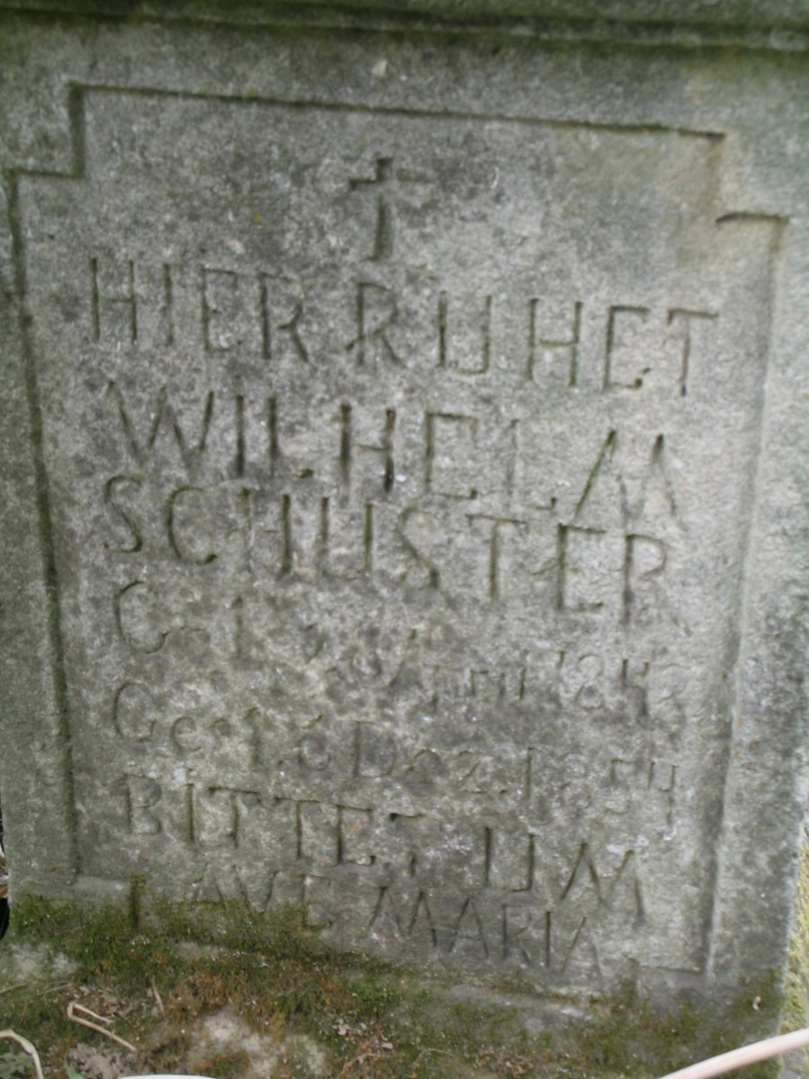 Tombstone of Wilhelm Schuster, Zaleszczyki cemetery, as of 2019.