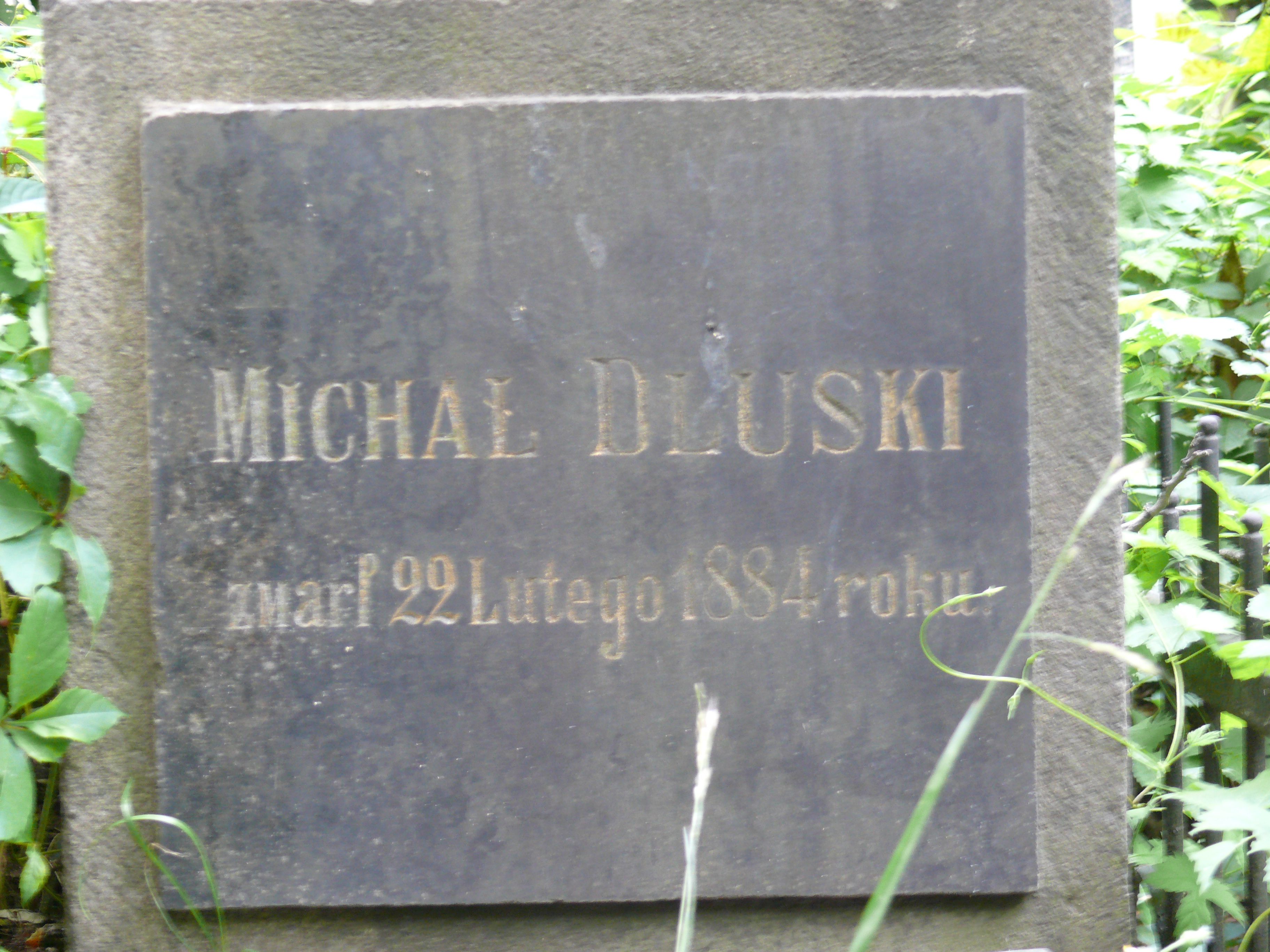 Fragment of Mikhail Dlusky's tombstone, Bajkova cemetery, Kyiv, as of 2021