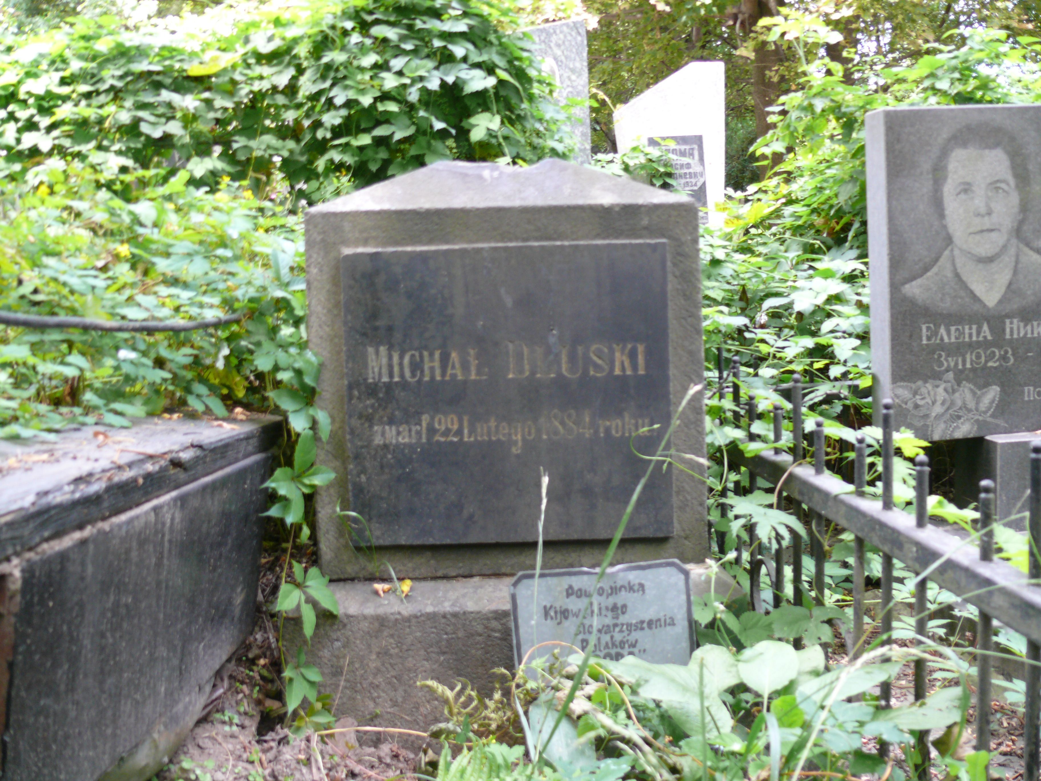Nagrobek Michała Dluskiego, cmentarz Bajkowa w Kijowie, stan z 2021