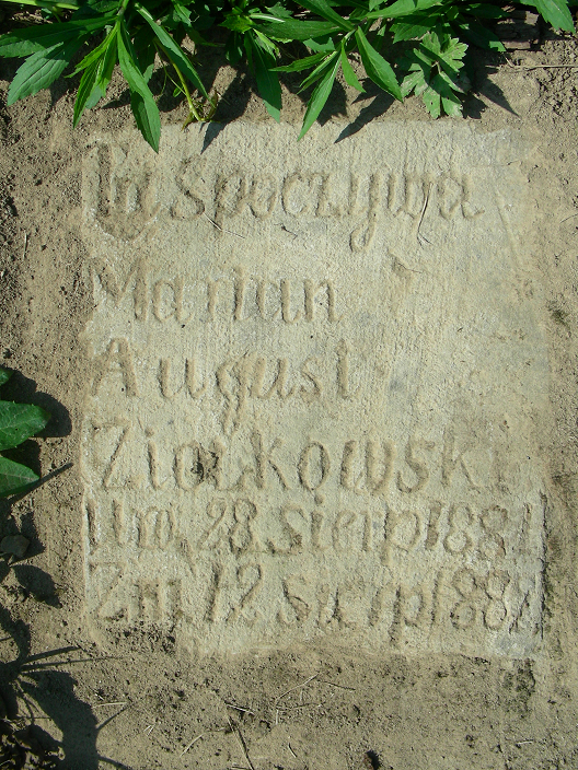 Tombstone of Marian Ziolkowski, Zaleszczyki cemetery, as of 2019.