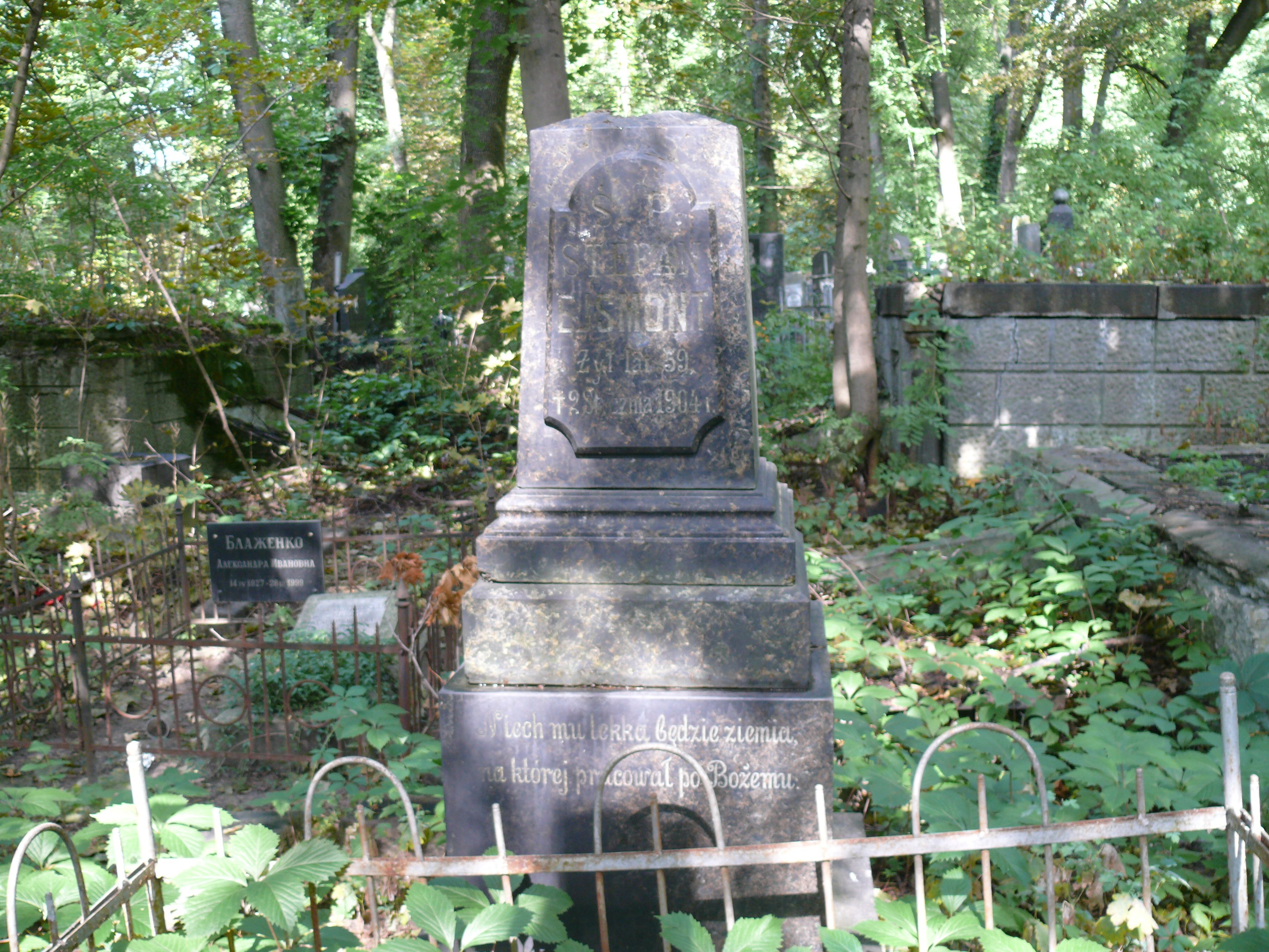 Tombstone of Stefan Ejsmont, Bajkova cemetery, Kyiv, as of 2021
