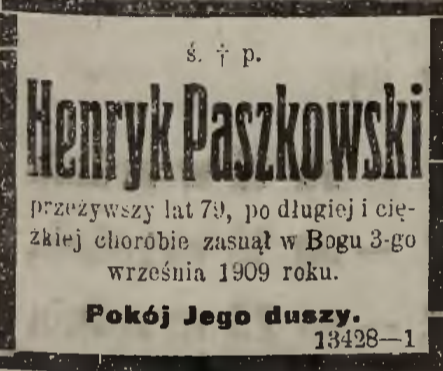 Fotografia przedstawiająca Nagrobek Henryka Paszkowskiego