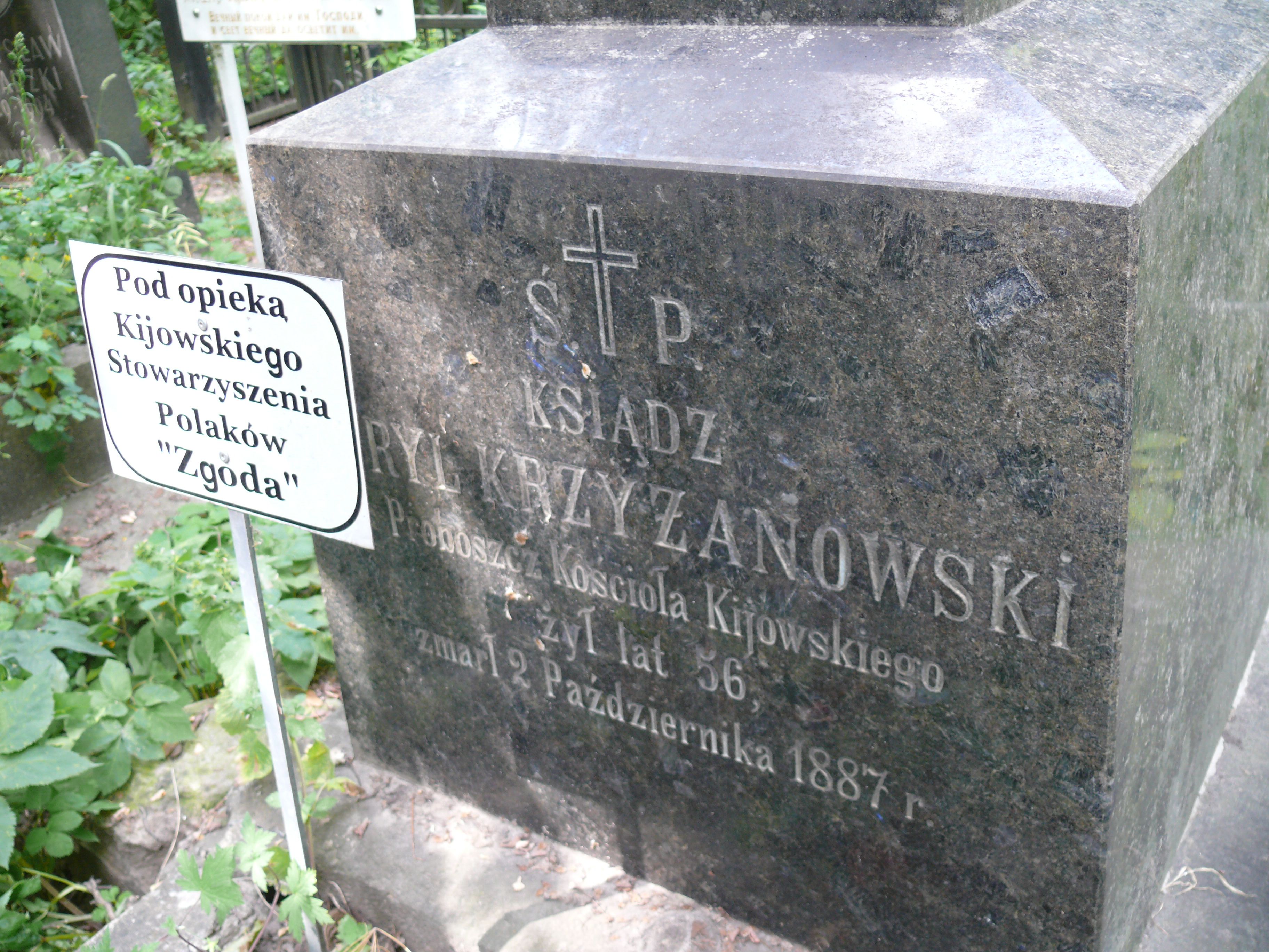 Nagrobek Cyryla Krzyżanowskiego, cmentarz Bajkowa w Kijowie, stan z 2021