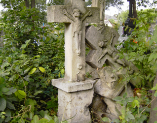 Nagrobek Jana Schultisa, cmentarz w Zaleszczykach, stan z 2019 r.