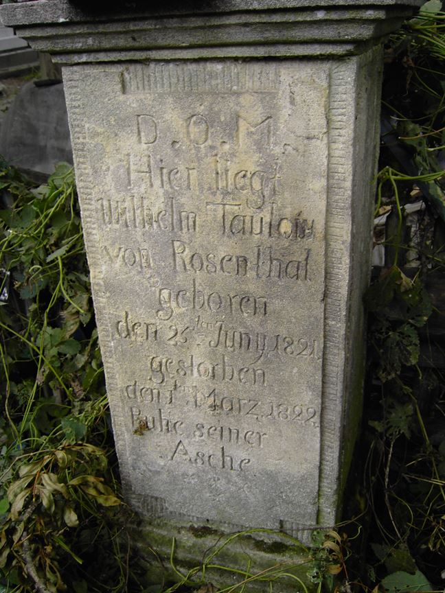 Tombstone of Wilhelm Taulow von Rosenthal, cemetery in Zaleszczyki, as of 2005