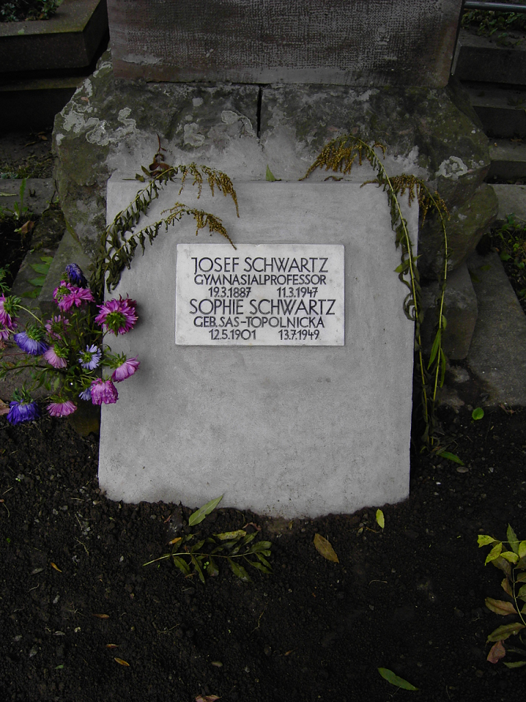 Tombstone of Helena and Antoni Topolnicki, Josef and Sophie Schwartz, Zaleszczyki cemetery, as of 2019.