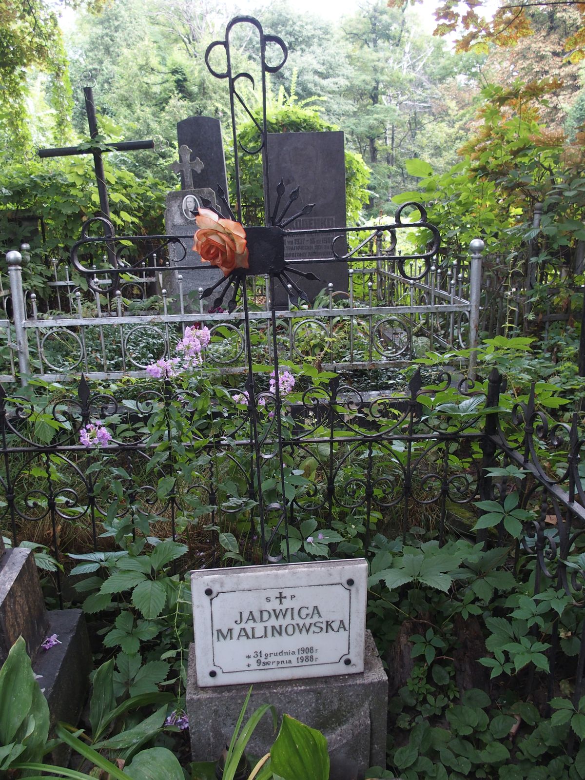 Tombstone of Yevgenia Malinovskaya, Irena Kotliarevskaya, Bajkova cemetery, Kiev, as of 2021