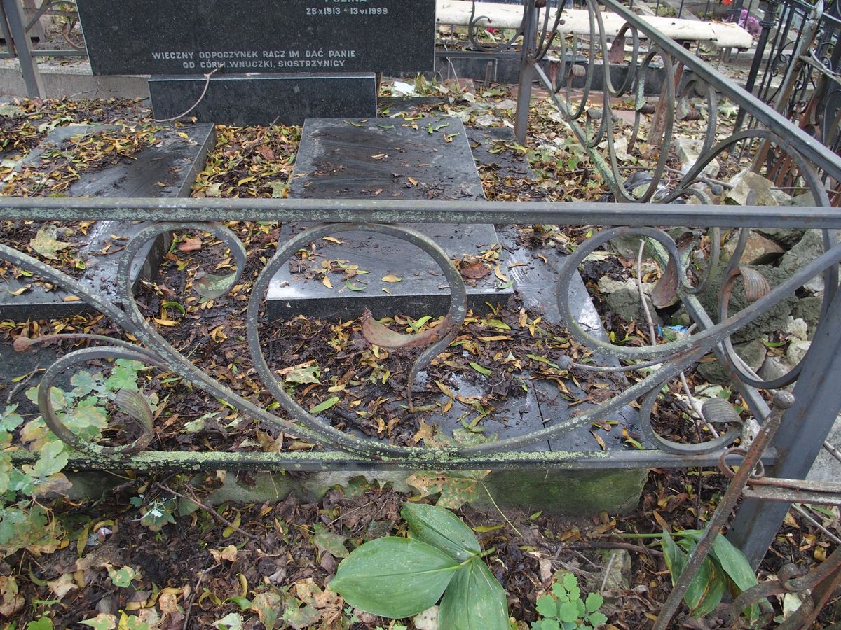 Fragment of the fence of the gravestone of Feliks Fajnberg, Polina Osuchowska, Anna Przebylska, Apolonia Przebylska, Zygmunt Przebylski, Bajkova cemetery in Kyiv, as of 2021