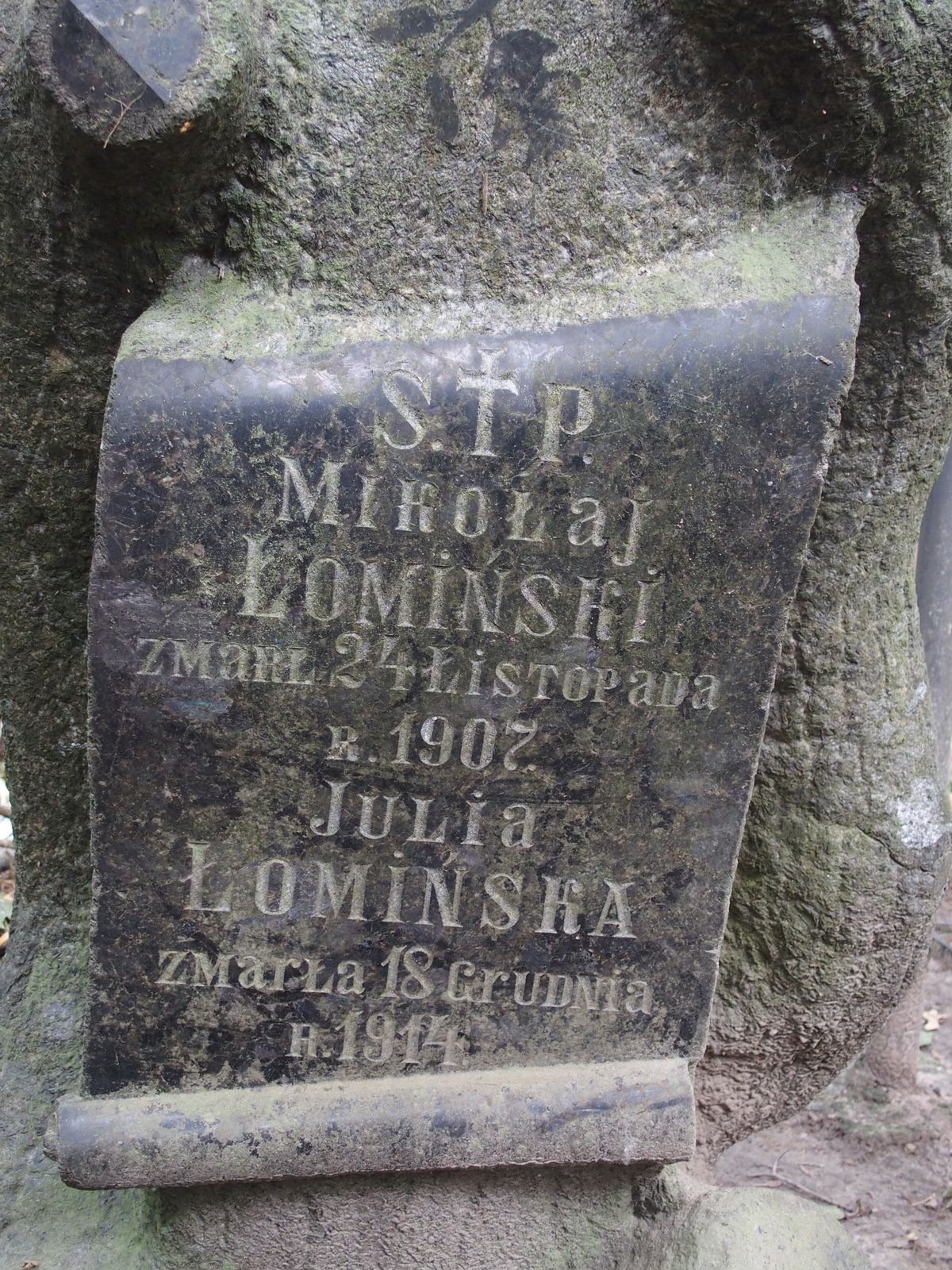 Fragment nagrobka Mikołaja Łomińskiego, Julii Łomińskiej