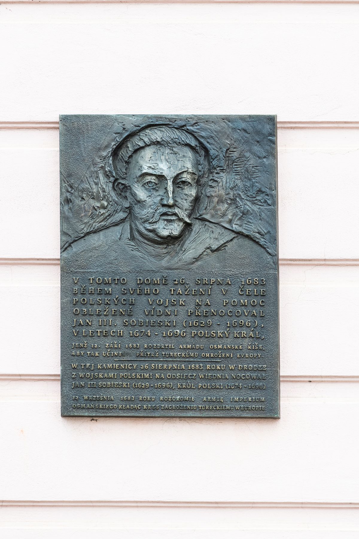 Plaque commemorating the stay of Jan III Sobieski in Olomouc