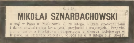 Photo montrant Tombstone of the Sznarbachowski family and Henryk Kołyszko