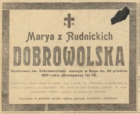 Fotografia przedstawiająca Tombstone of Maria Dobrowolska
