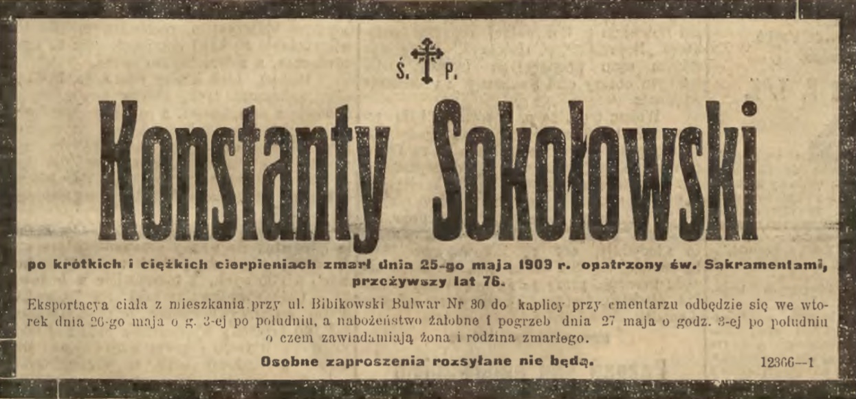 Photo montrant Tombstone of Konstanty Sokolowski