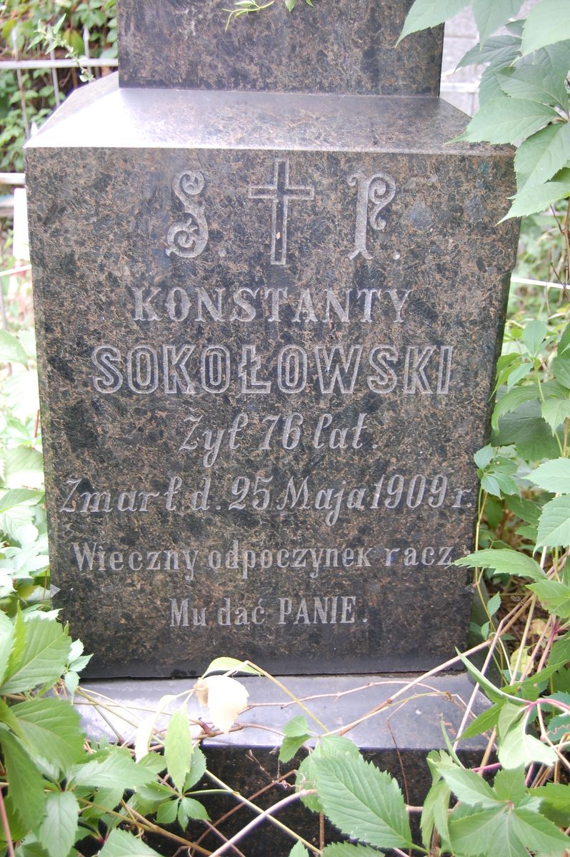Tombstone of Konstanty Sokolowski, as of 2022