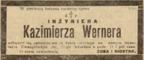 Fotografia przedstawiająca Tombstone of Kazimierz Werner