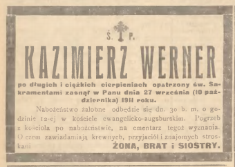 Fotografia przedstawiająca Tombstone of Kazimierz Werner