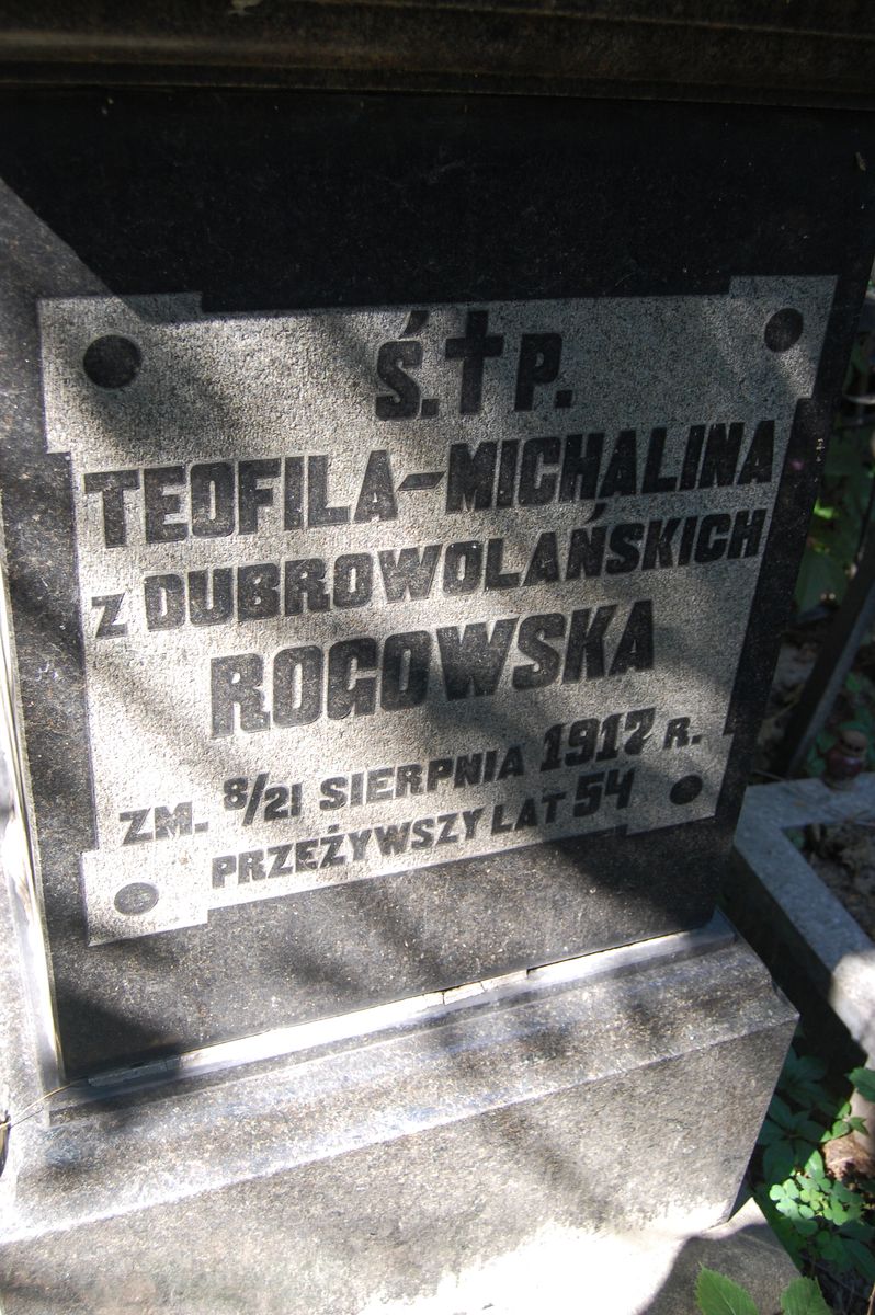Inscription of Teofilia Rogowska, as of 2022