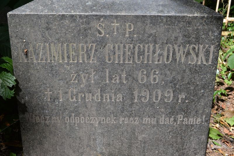 Inscription from the gravestone of Kazimierz Chechłowski