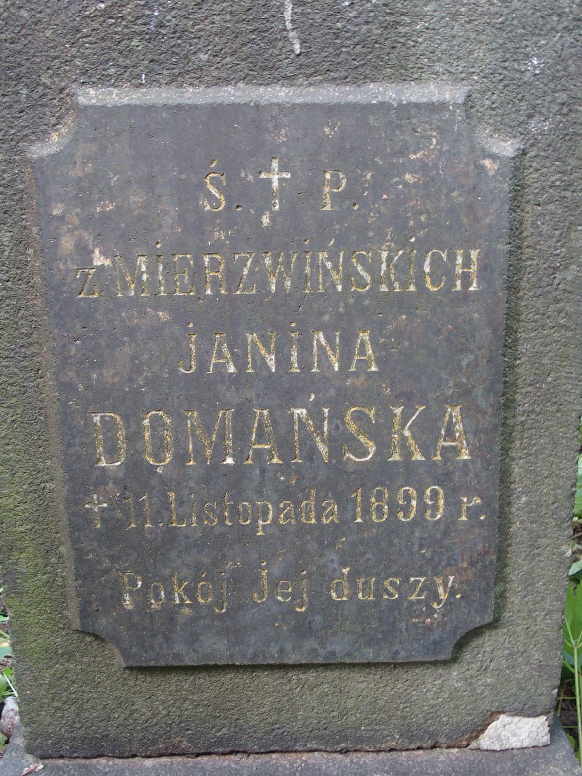 Inscription from the gravestone of Janina Domanska, Bajkova cemetery in Kiev, as of 2021
