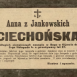 Fotografia przedstawiająca Tombstone of Anna Ciechońska