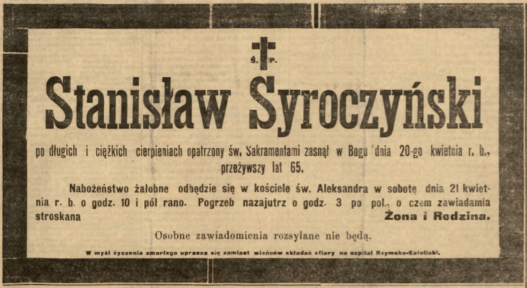 Fotografia przedstawiająca Nagrobek Stanisława Syroczyńskiego