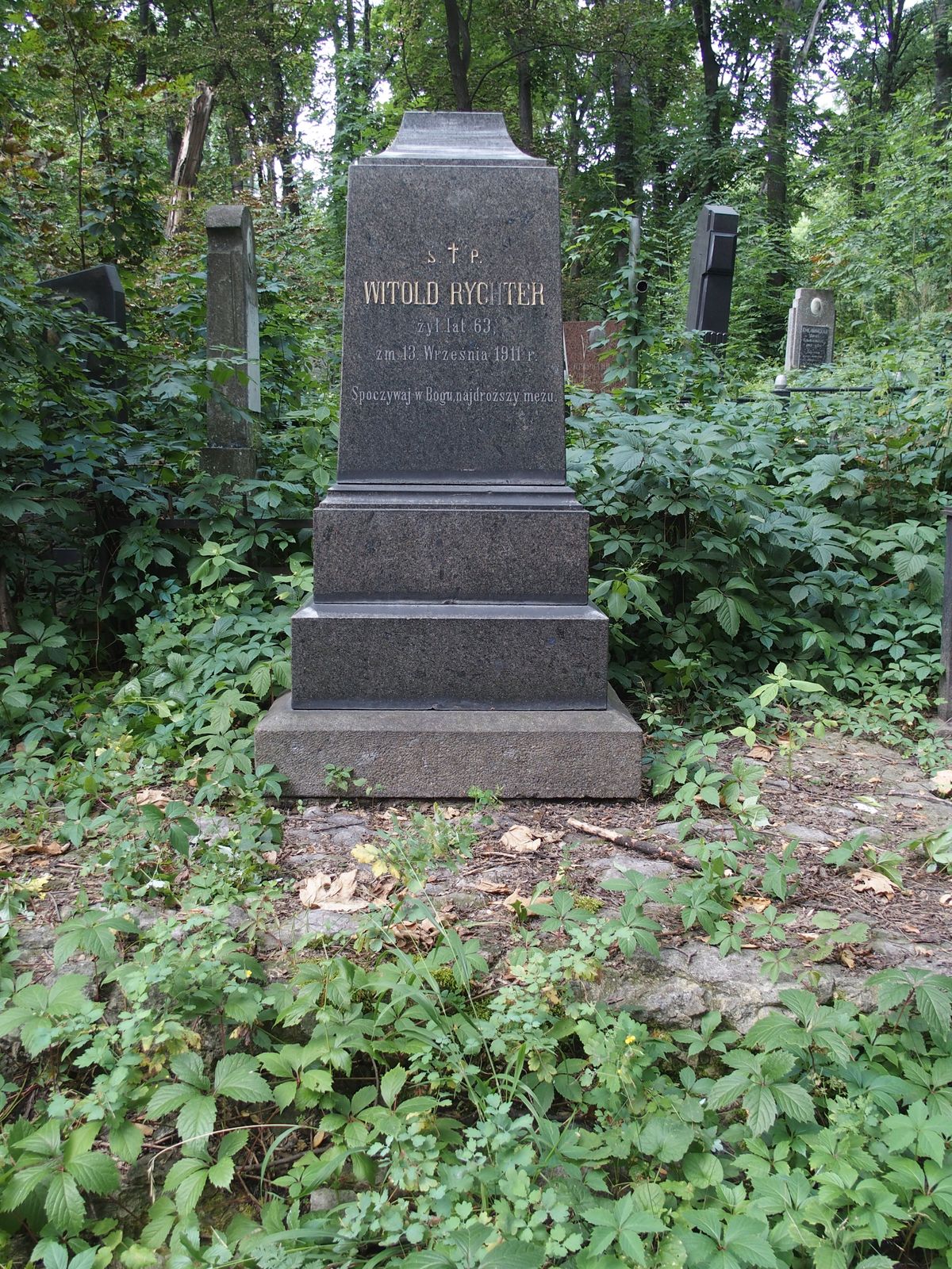 Tombstone of Valentina Rychter, Vytautas Rychter, Bajkova cemetery, Kyiv, as of 2021