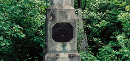 Nagrobek Józefa Fuczkiewicza z krzyżem na stopniowanej podstawie. Krzyż ma głęboko rzeźbione ramiona. Widoczna jest owalna tablica z inskrypcją i dwoma rzeźbionymi aniołkami.