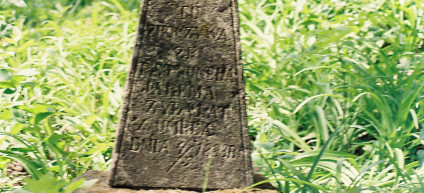 Nagrobek Petrunecji Jaremy z krzyżem na prostym cokole. Krzyż ma zakończenia w formie trójliścia z rozetą i wyrytą inskrypcją poniżej.