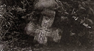 Nagrobek Pelagii Liwickiej z uszkodzonym krzyżem na cokole. Krzyż ma ramiona rozszerzające się na końcach i wyryty krzyż na skrzyżowaniu. Na pionowej belce wyryta inskrypcja.