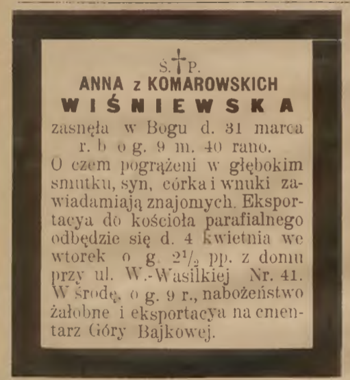 Fotografia przedstawiająca Gravestone of Anna Wisniewska, Helena Wisniewska, Konstanty Wisniewski