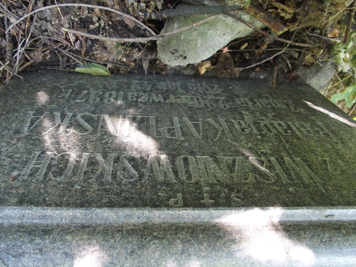 Inscription from the tombstone of Pelagia Kaplinskaya, Baykova cemetery, Kyiv, as of 2021