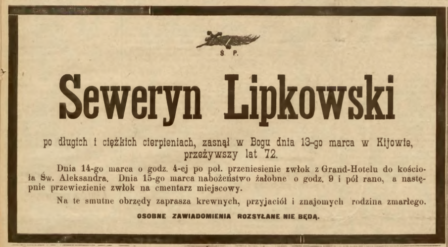 Fotografia przedstawiająca Tombstone of Seweryn Lipkowski