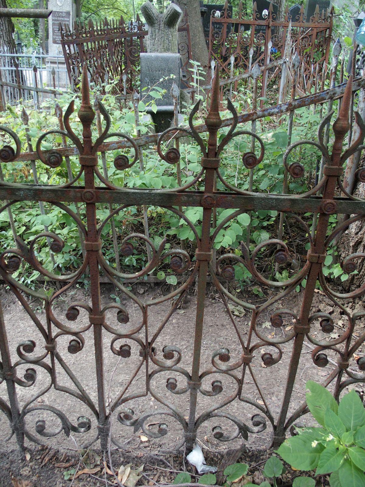 Fencing of Maria Angely's tombstone, Baykova cemetery in Kiev, as of 2021