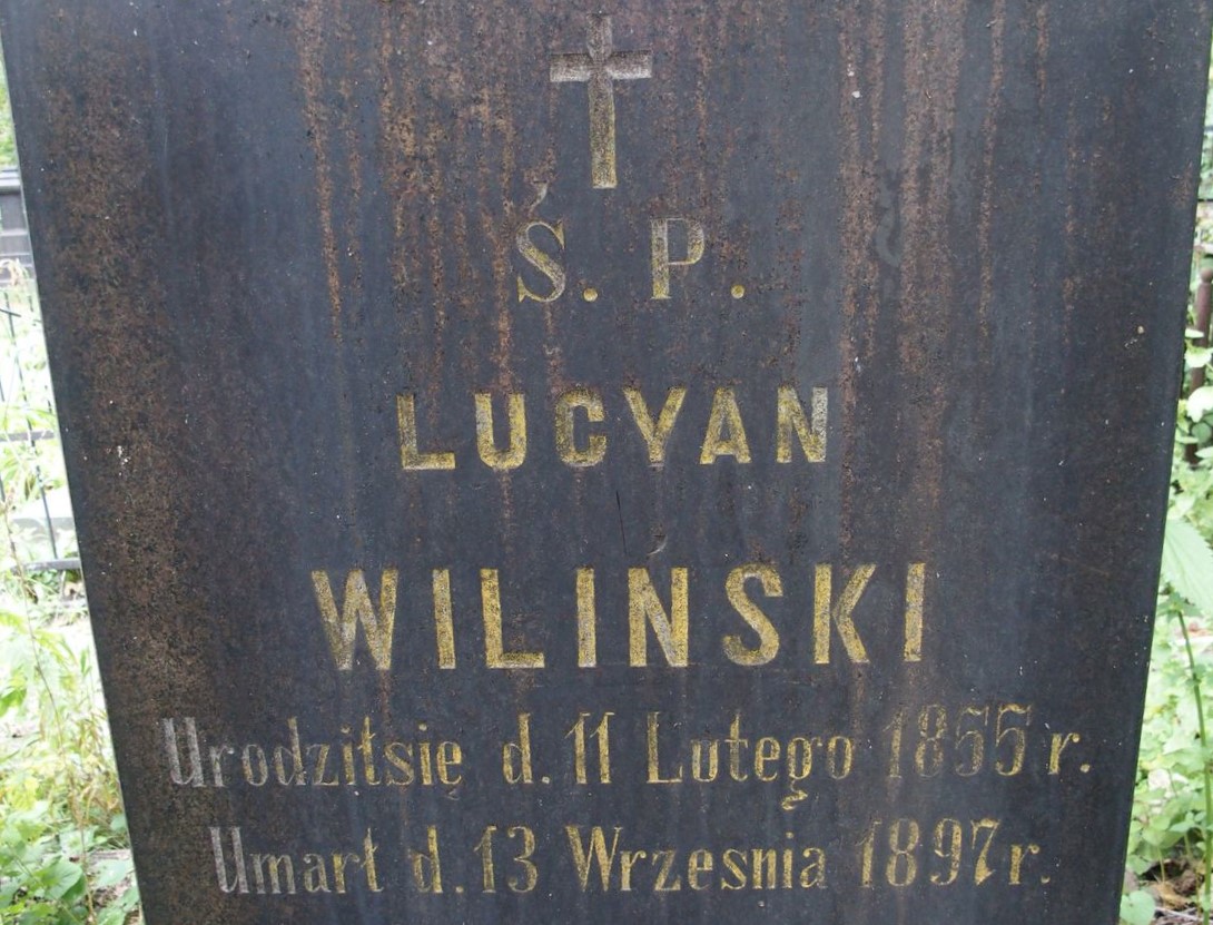 Inscription from the tombstone of Lucjan Wiliński