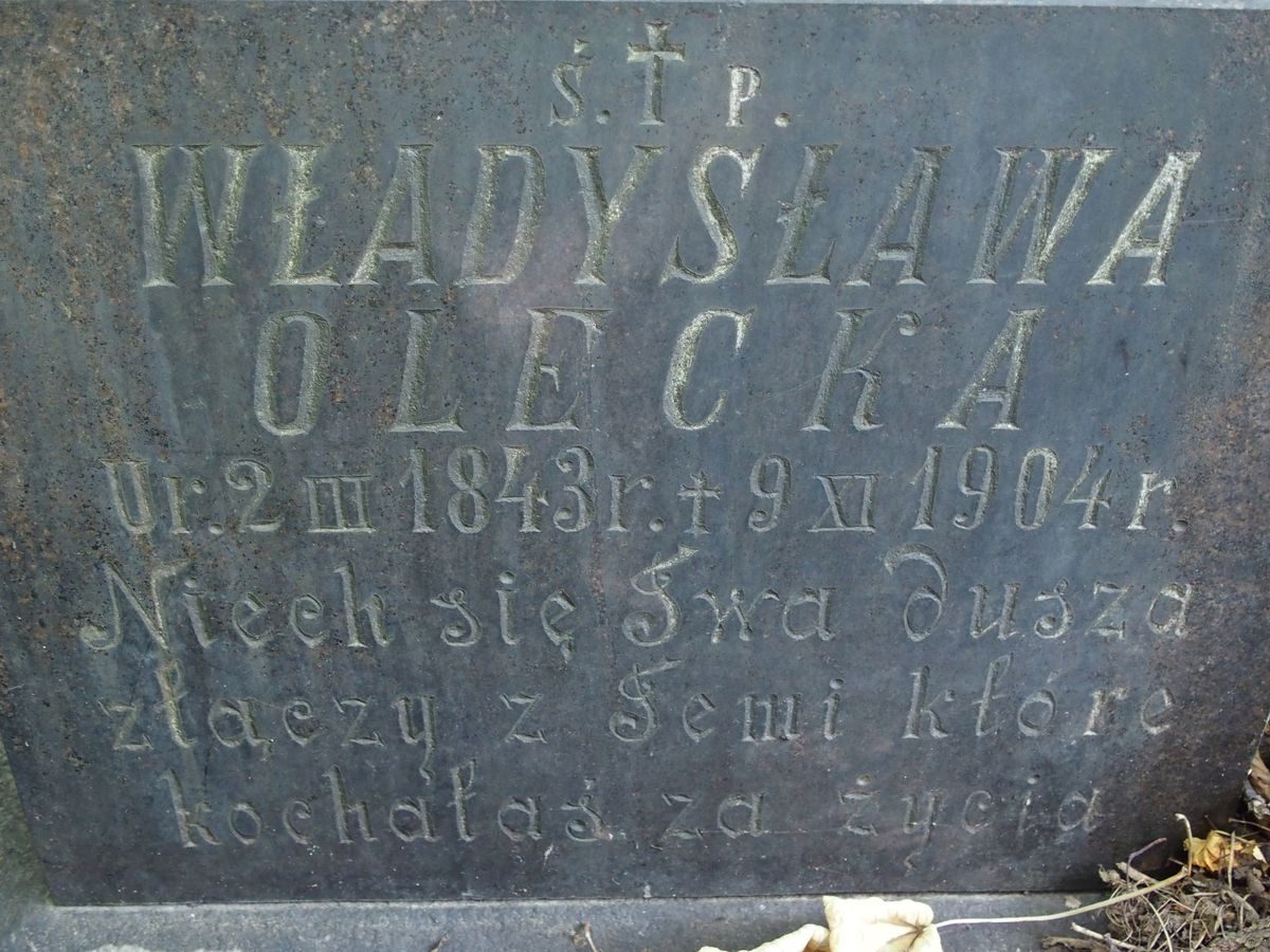 Napis z nagrobka Władysławy Oleckiej, Zenona Oleckiego