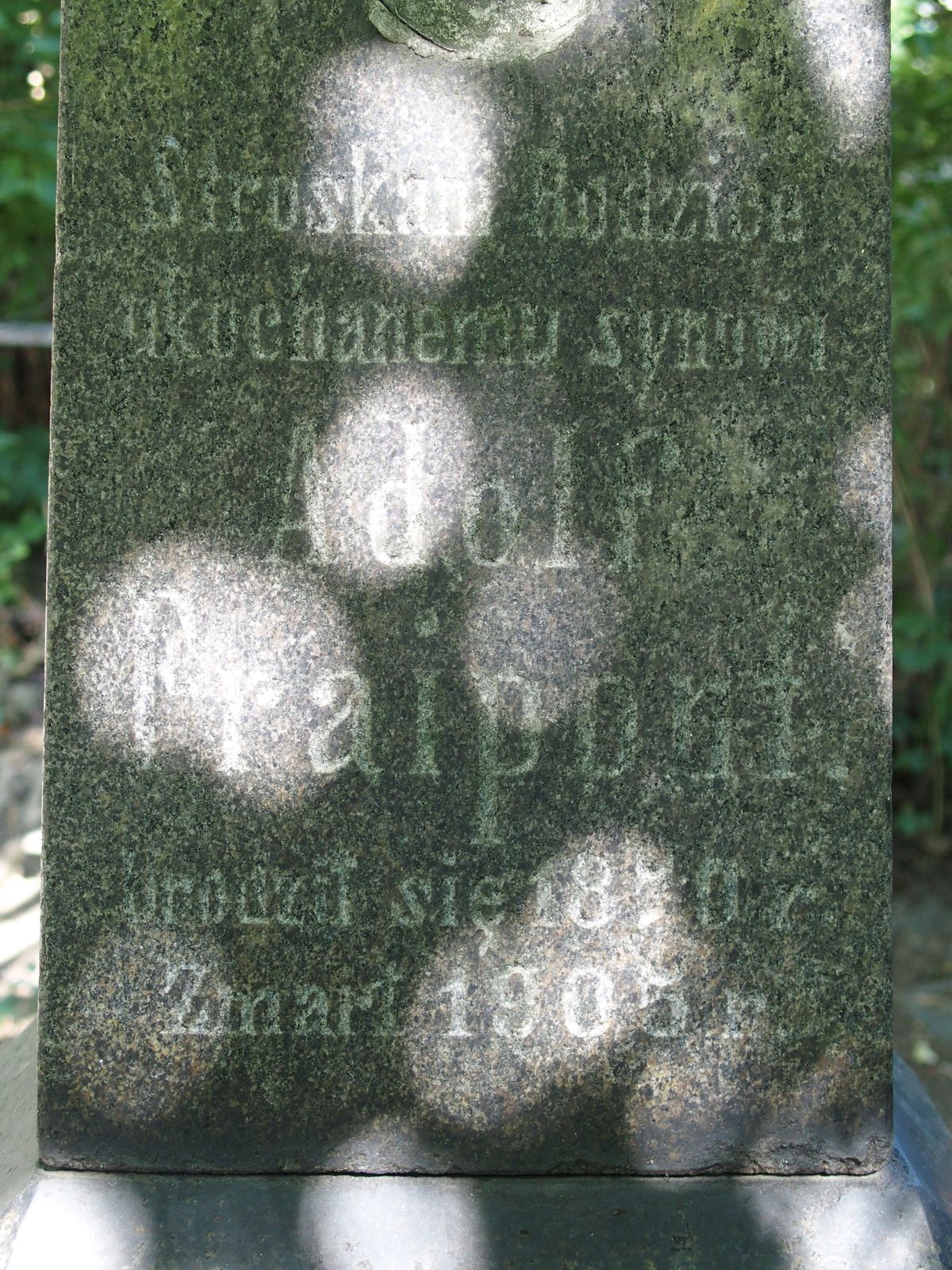 Inscription from the tombstone of Adolf Fraipont