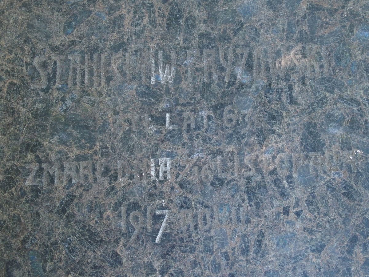 Inscription from the tombstone of Stanisław Fryzawski